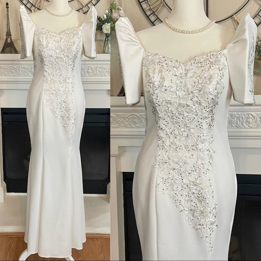 WHITE FILIPINIANA TERNO GOWN
